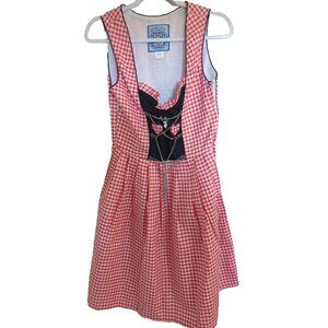 Dirndl World Bavarian Dress Womens Size 6 Red Check Oktoberfest Costume